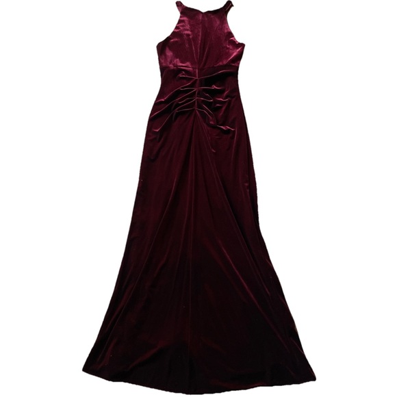 NEW Betsy & Adam Lucille Sleeveless Keyhole Velvet Maxi Dress Gown Burgundy